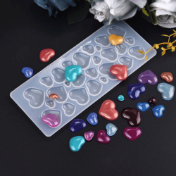 Epoksi Silikon Kalıp Çoklu Kalp Takı ve Obje Kalıbı Epoksi Silikon Kalıp Çoklu Kalp Takı ve Obje Kalıbı