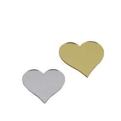 Pleksi Aynalı Kalp - Flexi Kalp 5X5 Cm Yapışkanlı (10 Adet)