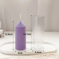 Poli Karbon Sert Plastik  Mum Kalıbı Dik İnce Çizgili 14.7X5.4 CM Poli Karbon Sert Plastik  Mum Kalıbı Dik İnce Çizgili 14.7X5.4 CM