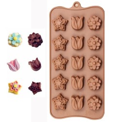 Silikon Kalıp  Çiçek Ve Lale   Kalıbı  15 li Silikon Kalıp  Çiçek Ve Lale   Kalıbı  15 li
