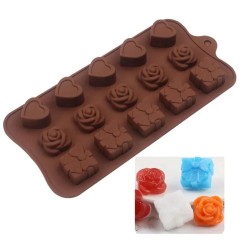 Silikon Kalıp Üç Farklı  Model  Kalp Hediye Paketi Ve Gül   Kalıbı  15 li Silikon Kalıp Üç Farklı  Model  Kalp Hediye Paketi Ve Gül   Kalıbı  15 li