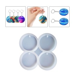 Epoksi Silikon Kalıp Delikli Yuvarlak Anahtarlık Kolye Kalıbı 4 Lü Epoksi Silikon Kalıp Delikli Yuvarlak Anahtarlık Kolye Kalıbı 4 Lü