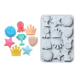 Silikon Kek Kalıp Çikolata Şampiyonluk Figürleri Kalıbı Şeker Hamuru Taş Tozu Kalıbı 12 Li