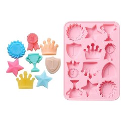 Silikon Kek Kalıp Çikolata Şampiyonluk Figürleri Kalıbı Şeker Hamuru Taş Tozu Kalıbı 12 Li