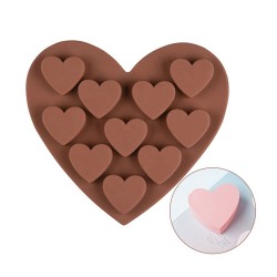 Silikon Kek Kalıp Çikolata Kalp Kalıbı Mum Şeker Hamuru ve Taş Tozu Silikon Kalıbı 10 Lu