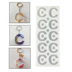 Epoksi Çoklu Silikon Kalıp Ç Harfi Anahtarlık Reçine Seri Döküm Kalıbı 4 CM 10 Lu