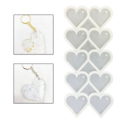 Epoksi Reçine Silikon Kalıp Çoklu Kalp Delikli Anahtarlık Kalıbı 5 CM 10 Lu Epoksi Reçine Silikon Kalıp Çoklu Kalp Delikli Anahtarlık Kalıbı 5 CM 10 Lu