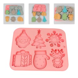 Silikon Kek Kalıp Çikolata Yılbaşı Figürleri Kalıbı Şeker Hamuru Taş Tozu Mum Kalıbı 6 Lı