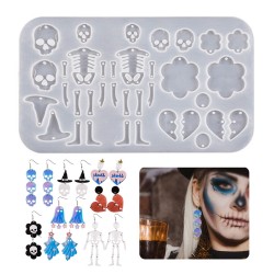 Epoksi Silikon Kalıp Cadılar Bayramı İskelet Kuru Kafa Modelleri Delikli Kolye Küpe Kalıbı Epoksi Silikon Kalıp Cadılar Bayramı İskelet Kuru Kafa Modelleri Delikli Kolye Küpe Kalıbı