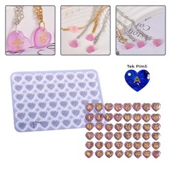 Epoksi Silikon Kalıp Çoklu Kalp Bileklik Kolye Halhal Süsleme Kalıbı Tek Pimli 1.1 CM