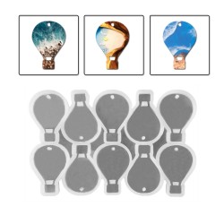 Epoksi Çoklu Silikon Kalıp Kapadokya Balonu Delikli Anahtarlık Kolye Süs Kalıbı 10 Lu