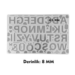 Epoksi Silikon Kalıp Ters Yerli Türkçe Büyük Harfler Kalıbı 4.5 CM