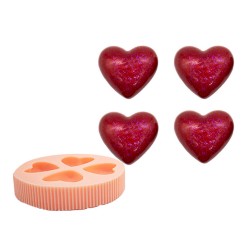 Silikon Kalıp Çoklu Bombeli Kalp Mum Taş Tozu Kalıbı 4 Lü
