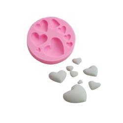 Silikon Kalıp Çoklu Bombeli Farklı Boylarda Kalp Mum Taş Tozu Kalıbı