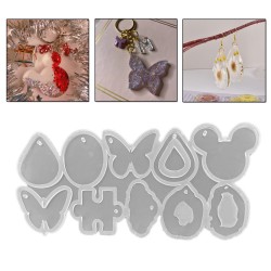 Epoksi Kalıbı Çoklu Figürler Damla Kelebek Mickey Mouse Kolye Ve Anahtarlık Kalıbı 10 Lu