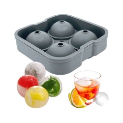 Silikon Buz Kalıbı Yuvarlak Küre Buz Kalıbı 4 Lü