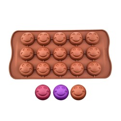 Silikon Kalıp Çikolata Ve Buz Gülen Yüz Emoji Şeker Hamuru Kek Kalıbı 15 Li