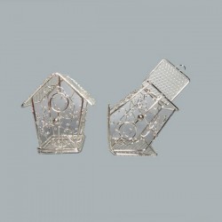 Kuş Kafesi Gümüş Telden Ev Şeklinde (10 Adet) Kuş Kafesi Gümüş Telden Ev Şeklinde (10 Adet)