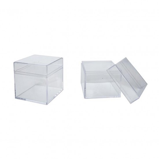 Kutu Kare Model Mika 5X5X5 CM Şefafaf (12 Adet) Kutu Kare Model Mika 5X5X5 CM Şefafaf (12 Adet)