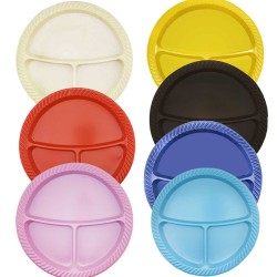 3 Bölmeli Plastik Tabldot Tabak 26 Cm  (25 Adet)