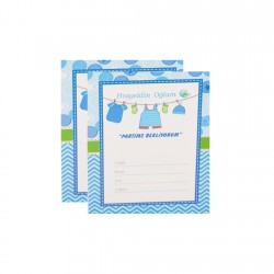 Parti Davetiyesi Hoşgeldin Kızım/Hoşgeldin Oğlum Temalı (10 Adet)