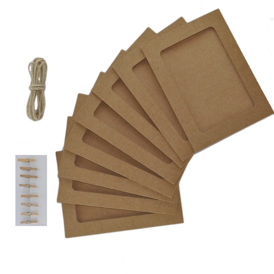 Hanging Paper Photo Frame Karton İpli Mandallı Resimlik 8 Li Hanging Paper Photo Frame Karton İpli Mandallı Resimlik 8 Li