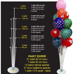 Ayaklı  Balon Süsleme Standı 13 Çubuklu Set 140 CM