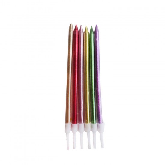 Doğum Günü Pasta Mumu Pastel Krom Karışık Renk 13 CM (6 Adet) Doğum Günü Pasta Mumu Pastel Krom Karışık Renk 13 CM (6 Adet)
