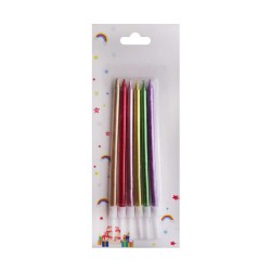 Doğum Günü Pasta Mumu Pastel Krom Karışık Renk 13 CM (6 Adet)