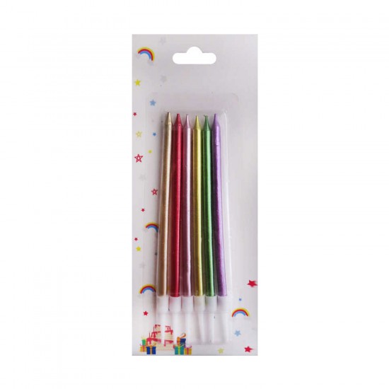 Doğum Günü Pasta Mumu Pastel Krom Karışık Renk 13 CM (6 Adet) Doğum Günü Pasta Mumu Pastel Krom Karışık Renk 13 CM (6 Adet)