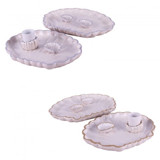 Polyester İstiridye Deniz Kabuğu Şekilli Nişan Tepsisi 2 li Set Polyester İstiridye Deniz Kabuğu Şekilli Nişan Tepsisi 2 li Set