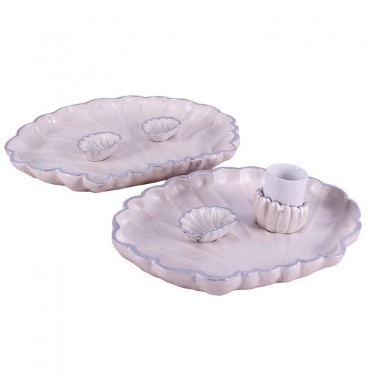 Polyester İstiridye Deniz Kabuğu Şekilli Nişan Tepsisi 2 li Set Polyester İstiridye Deniz Kabuğu Şekilli Nişan Tepsisi 2 li Set
