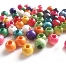 Ahşap Boyalı Boncuk 14  MM 100 GR Ahşap Boyalı Boncuk 14  MM 100 GR