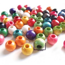 Ahşap Boyalı Boncuk 14  MM 100 GR Ahşap Boyalı Boncuk 14  MM 100 GR