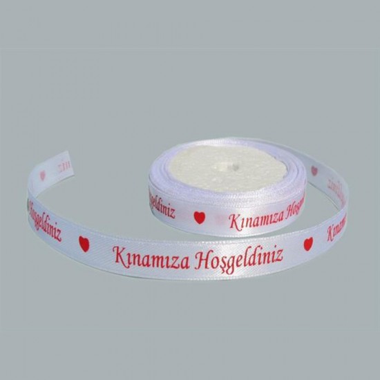Saten Kurdele Kınamıza Hoşgeldiniz Yazılı 1 CM (10 Metre) Saten Kurdele Kınamıza Hoşgeldiniz Yazılı 1 CM (10 Metre)