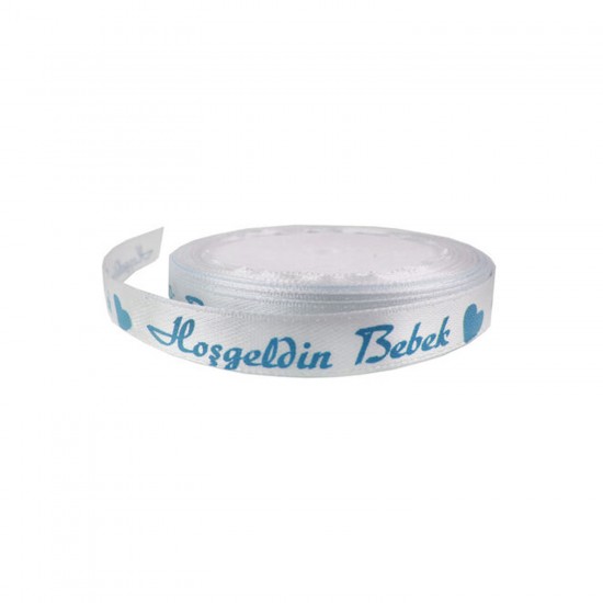 Saten Kurdele Hoşgeldin Bebek Yazılı 1 CM (10 Metre) Saten Kurdele Hoşgeldin Bebek Yazılı 1 CM (10 Metre)
