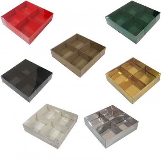 Asetat Kapaklı Karton Kutu 15x15x3 CM 4 Bölmeli Kutu (10 Adet) Asetat Kapaklı Karton Kutu 15x15x3 CM 4 Bölmeli Kutu (10 Adet)