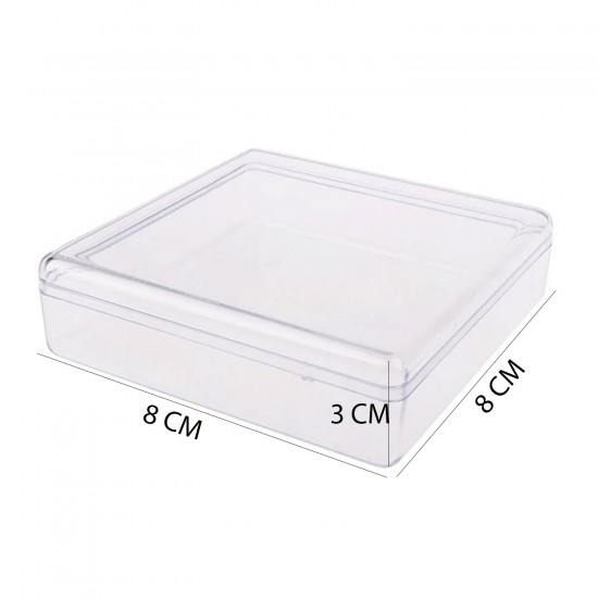 Kutu Kare Model Mika Şefafaf 8X8X3 CM (12 Adet) Kutu Kare Model Mika Şefafaf 8X8X3 CM (12 Adet)