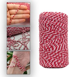 Bileklik İp Beyaz Kırmızı Şans Bilekliği İpi 2 MM (200 GR)