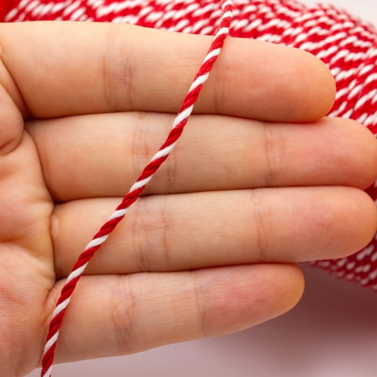 Bileklik İp Beyaz Kırmızı Şans Bilekliği İpi 2 MM (200 GR)