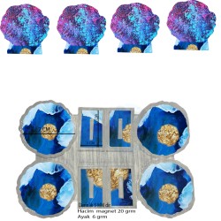 Epoksi  Silikon Kalıp Tırtıklı Kenar Ayaklı Magnet Kalıbı 7 CM  4 Lü