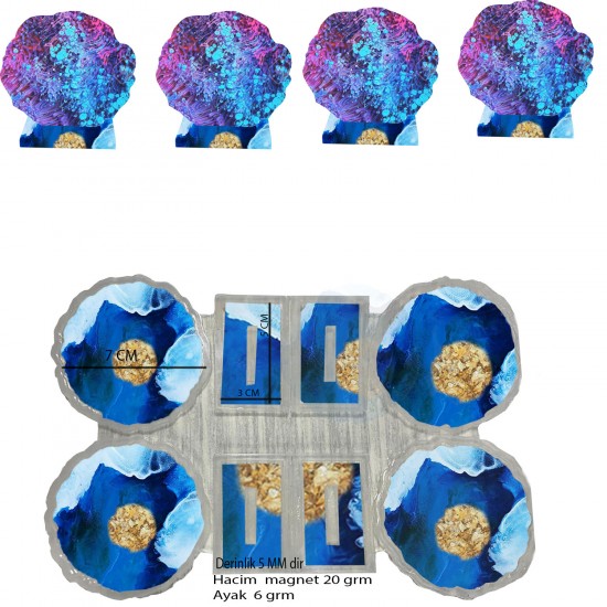 Epoksi Silikon Kalıp Tırtıklı Kenar Ayaklı Magnet Kalıbı 7 CM 4 Lü Epoksi Silikon Kalıp Tırtıklı Kenar Ayaklı Magnet Kalıbı 7 CM 4 Lü