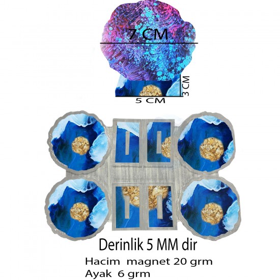 Epoksi Silikon Kalıp Tırtıklı Kenar Ayaklı Magnet Kalıbı 7 CM 4 Lü Epoksi Silikon Kalıp Tırtıklı Kenar Ayaklı Magnet Kalıbı 7 CM 4 Lü