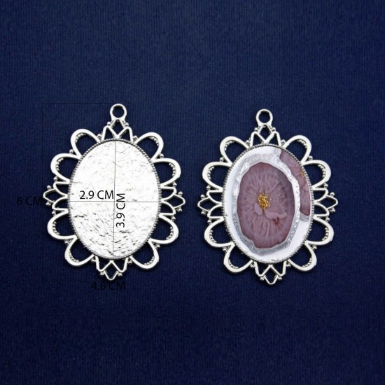 Epoksi Kolye Ucu Oval Desenli Nikel (5 ADET) Epoksi Kolye Ucu Oval Desenli Nikel (5 ADET)