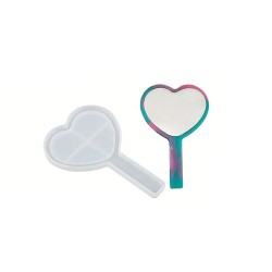 Epoksi Silikon Saplı Ayna Kalıbı Kalp 16.5X11 CM Epoksi Silikon Saplı Ayna Kalıbı Kalp 16.5X11 CM