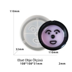 Epoksi Silikon Kalıp Emoji Yüzlü Küllük Kalıbı 11x11 CM Epoksi Silikon Kalıp Emoji Yüzlü Küllük Kalıbı 11x11 CM