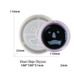 Epoksi Silikon Kalıp Küllük Kalıbı Yüzlü Emoji Bıyıklı 11x11 CM Epoksi Silikon Kalıp Küllük Kalıbı Yüzlü Emoji Bıyıklı 11x11 CM