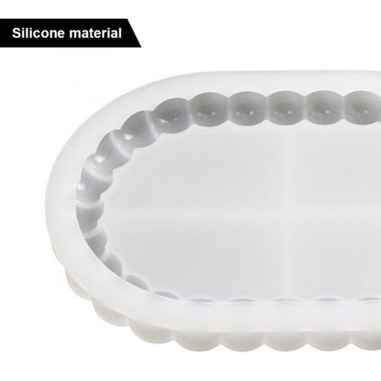 Silikon Kalıp Epoksi Taş Tozu Beton Oval Mini Misketli Bubble Tepsi Kalıbı 17.2X12 CM