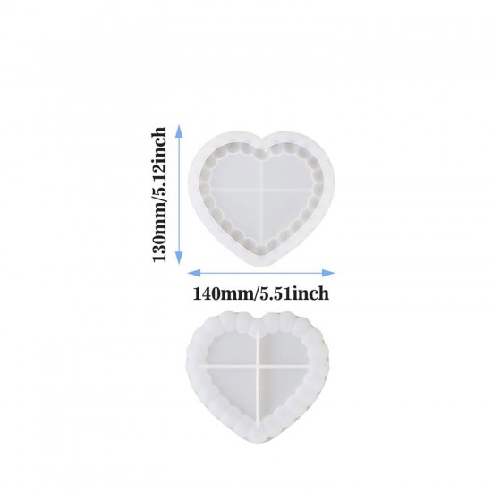 Silikon Kalıp Epoksi Taş Tozu Beton Kalp Mini Misketli Bubble Tepsi Kalıbı 13X14 CM