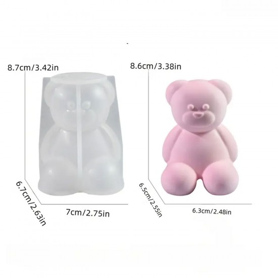 Epoksi Silikon Taş Tozu Beton Mum Kalıbı Büyük Boy Sevimli Ayıcık Kalıbı 7.8x7x6.7 CM